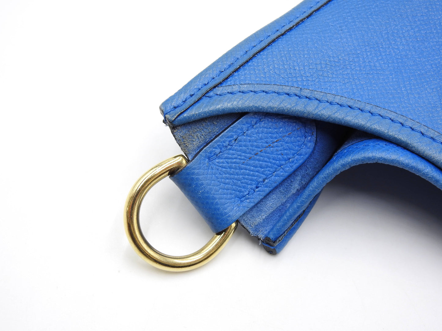 Hermes Evelyne 1 GM Shoulder Bag Cushbel Leather Blue Gold Hardware □A