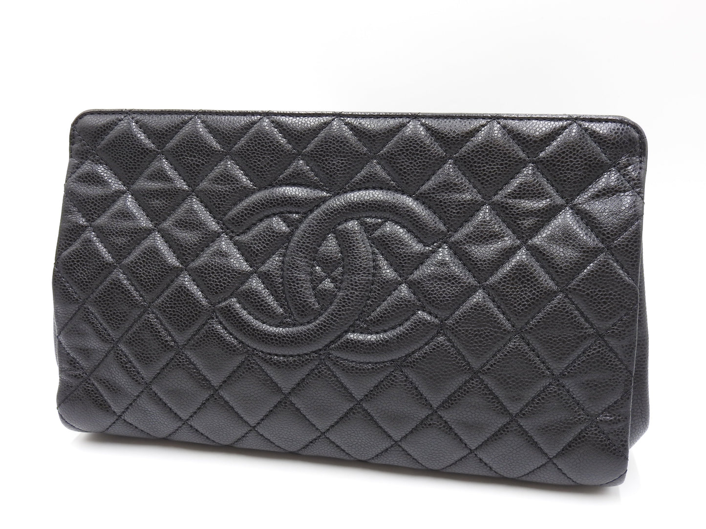 CHANEL Timeless Matelasse CC Clutch Bag Second Bag Caviarskin Black
