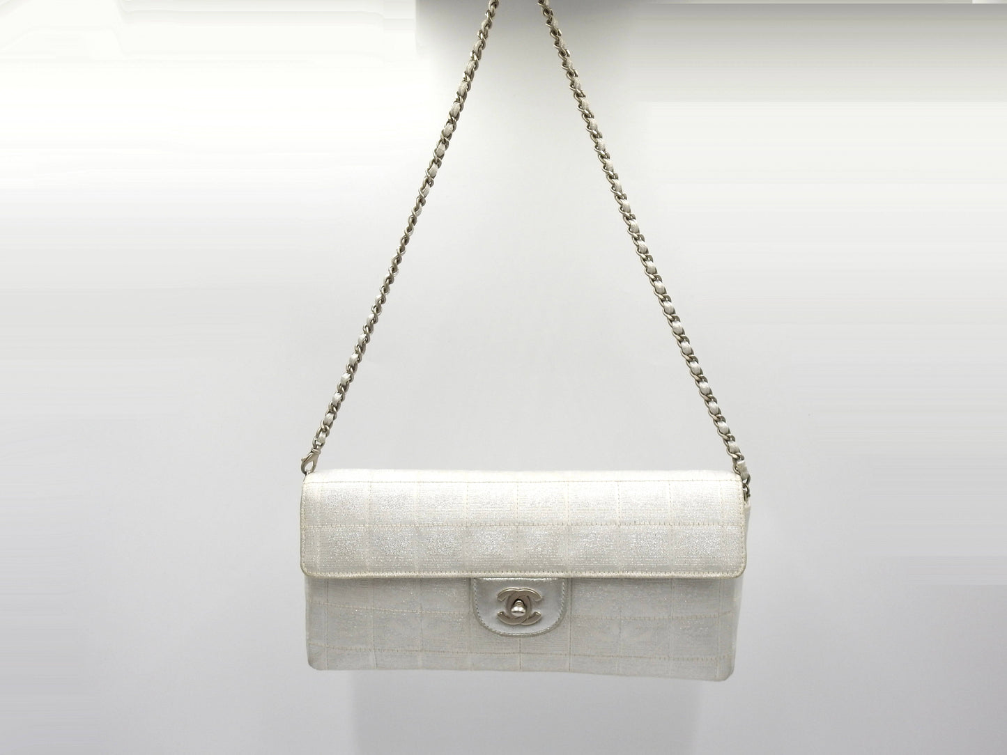 CHANEL New Travel Line Chocolate Bar Chain Shoulder Bag Silver A15316