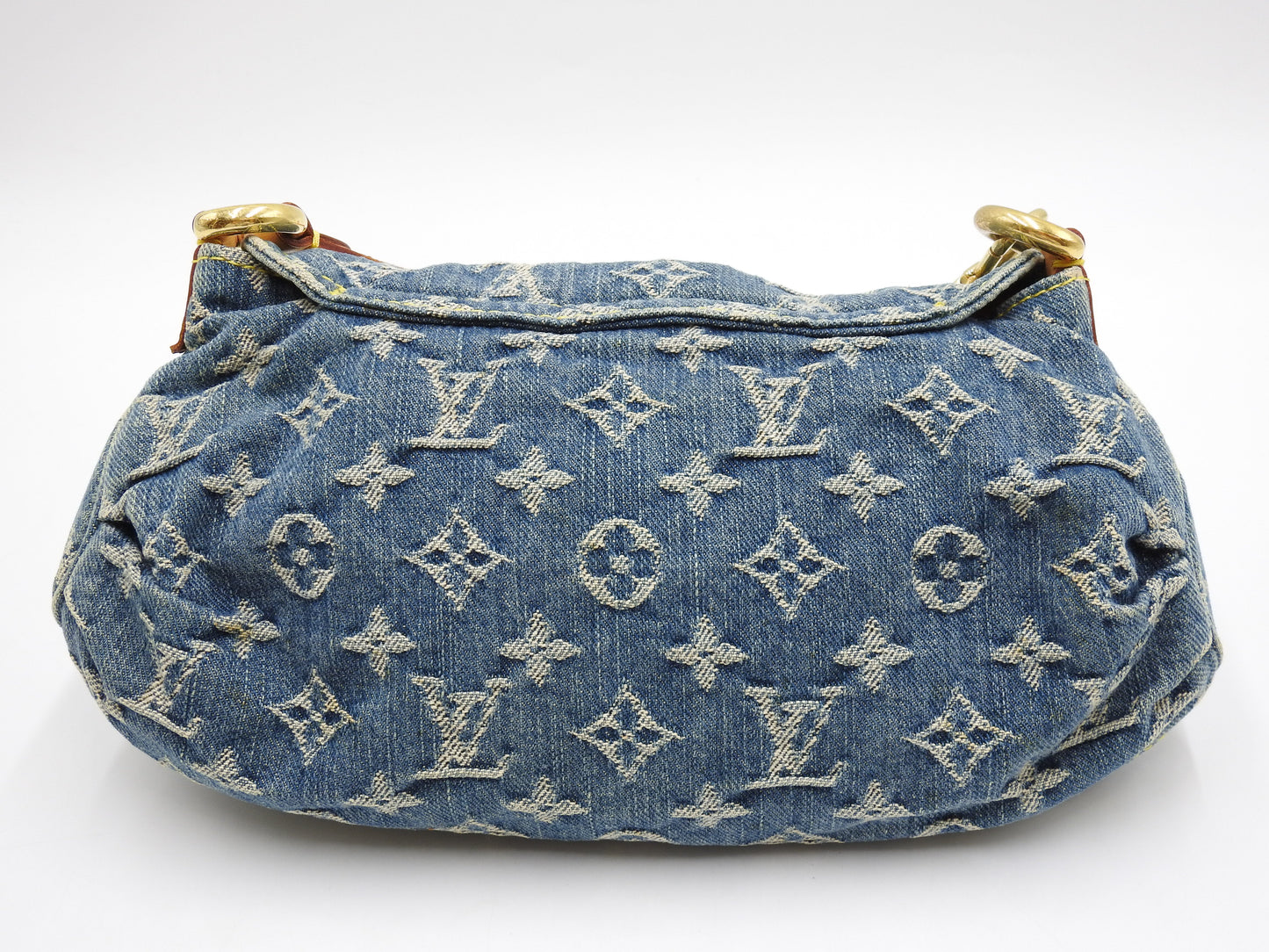 LOUIS VUITTON Mini Pleaty Monogram Denim Shoulder Hand Bag Blue M95050