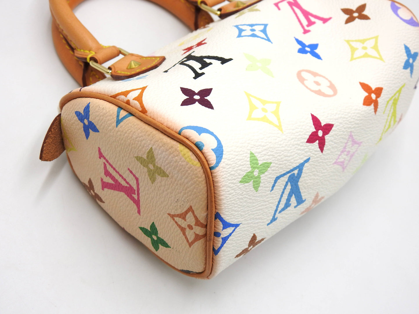 LOUIS VUITTON Monogram Mini Speedy Hand Bag Multicolor Bron White M92645