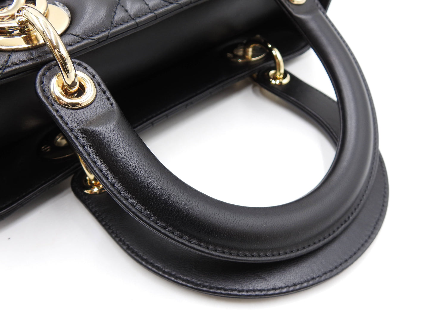 Christian Dior Lady Dior Medium Canage Hand Shoulder Bag Lambskin Black