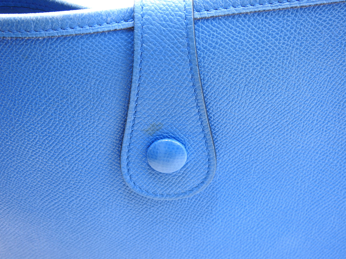Hermes Evelyne 1 GM Shoulder Bag Cushbel Leather Blue Gold Hardware □A