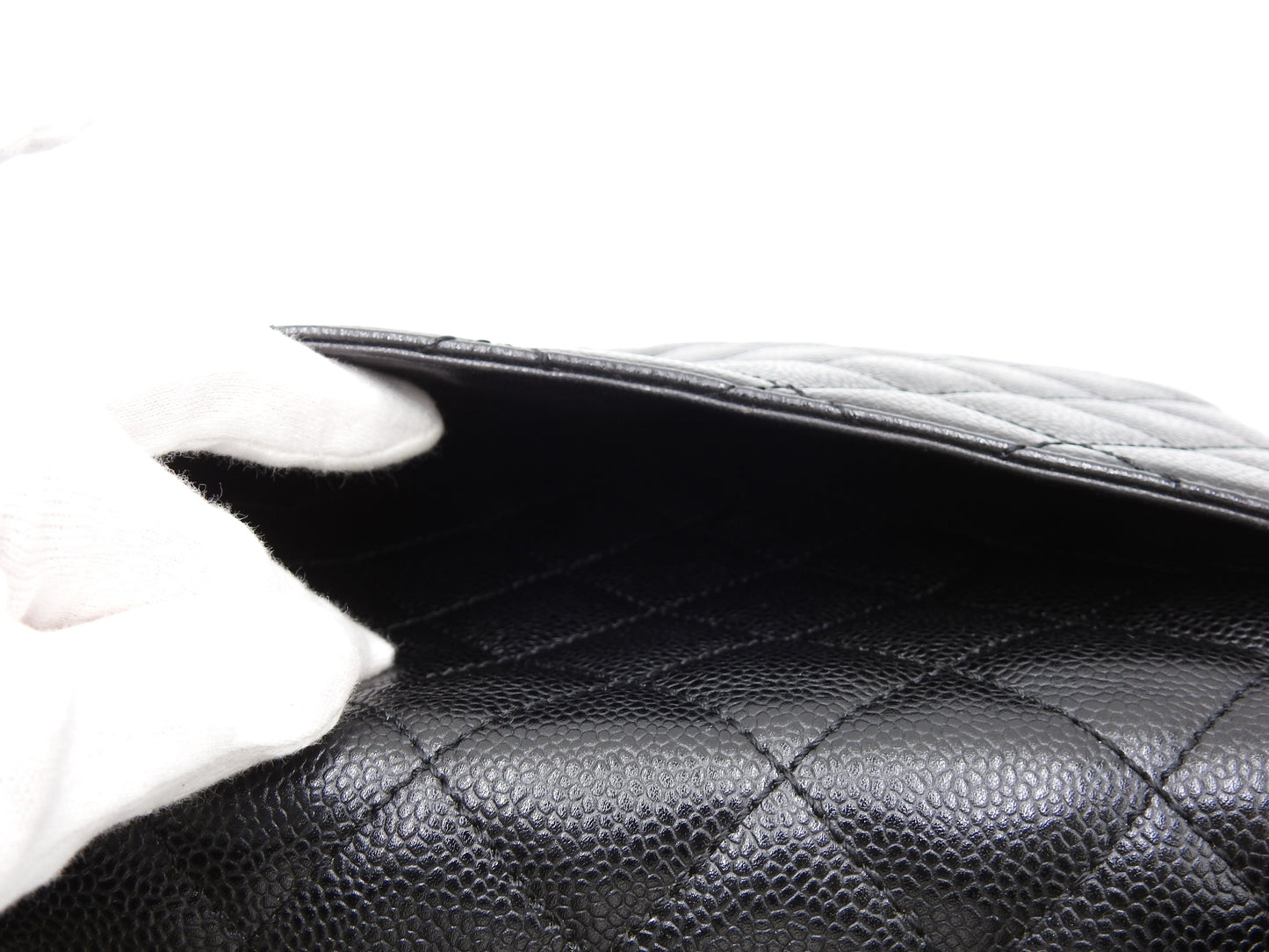 CHANEL Matelasse CC Kelly Hand Bag Caviarskin Leather Black Gold A12397