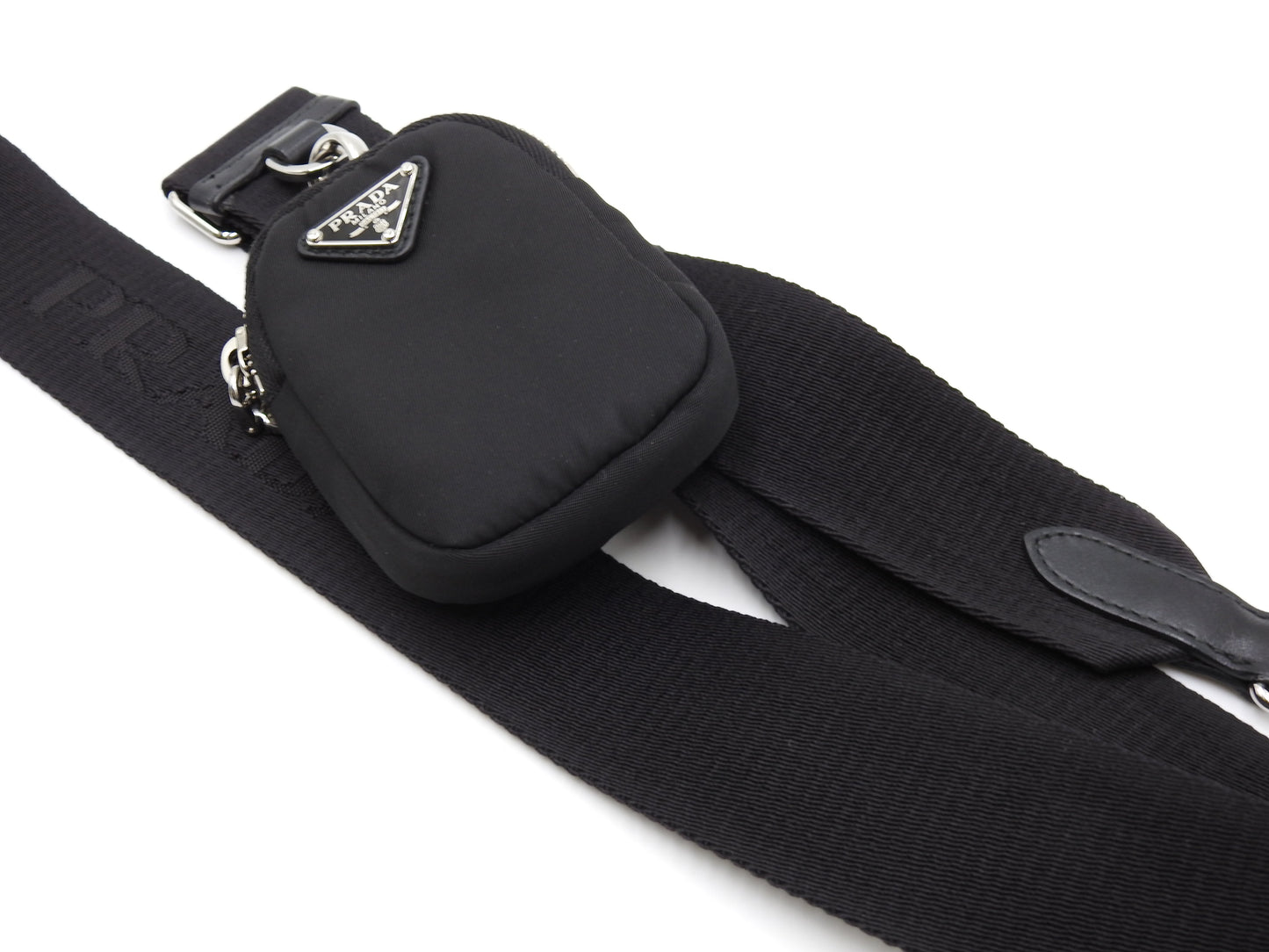PRADA Padded Quilting Re-Nylon Crossbody Shoulder Bag Black 1BC151