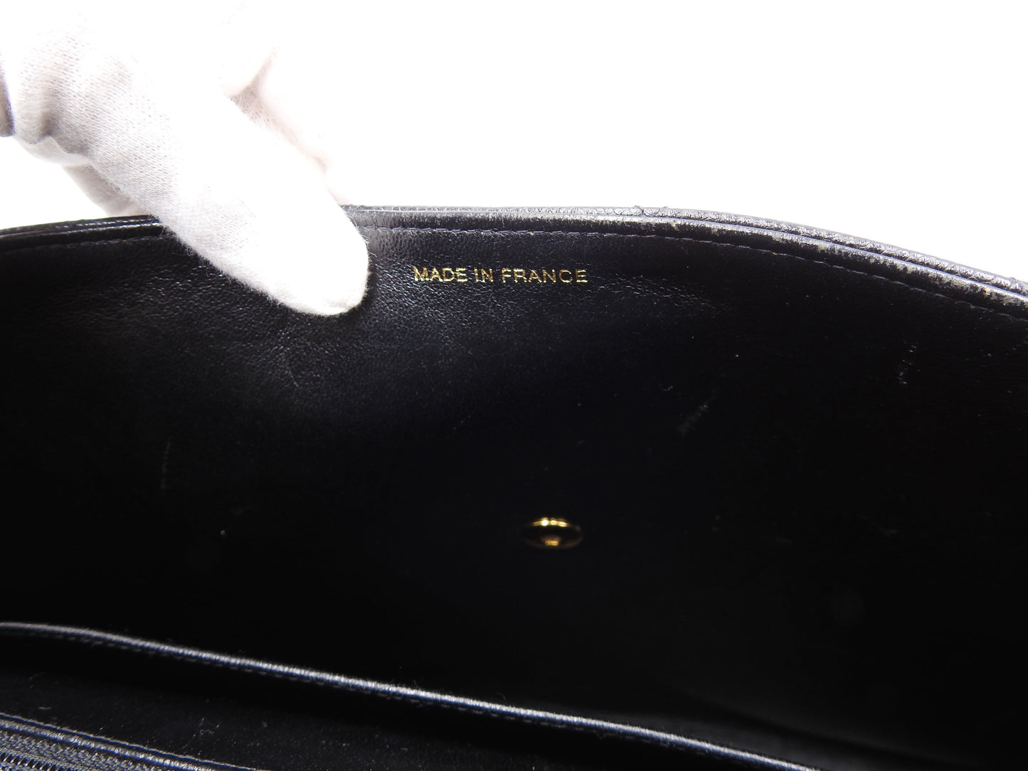 CHANEL CC Matelasse Briefcase Business Bag Caviarskin Leather Black Gold
