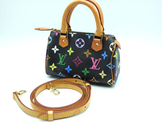 LOUIS VUITTON Monogram Mini Speedy Hand Bag Multicolor Noir M92644