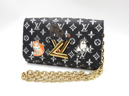 LOUIS VUITTON Monogram Catogram Portefeuil Twist Chain Wallet Bag M63888