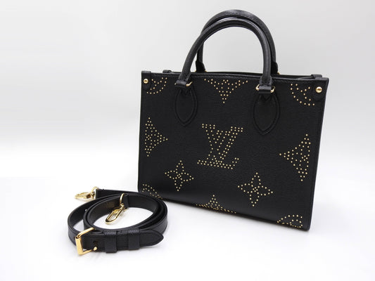 LOUIS VUITTON Monogram Empreinte Studded Giant OnTheGO PM Hand Bag M46733