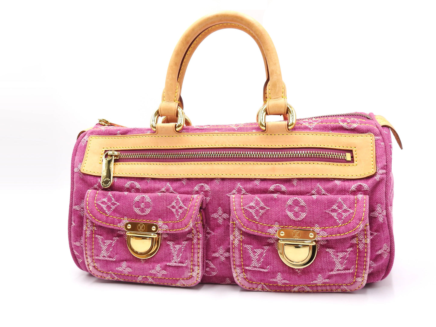 LOUIS VUITTON Monogram Denim Neo Speedy Boston Hand Bag Pink M95214