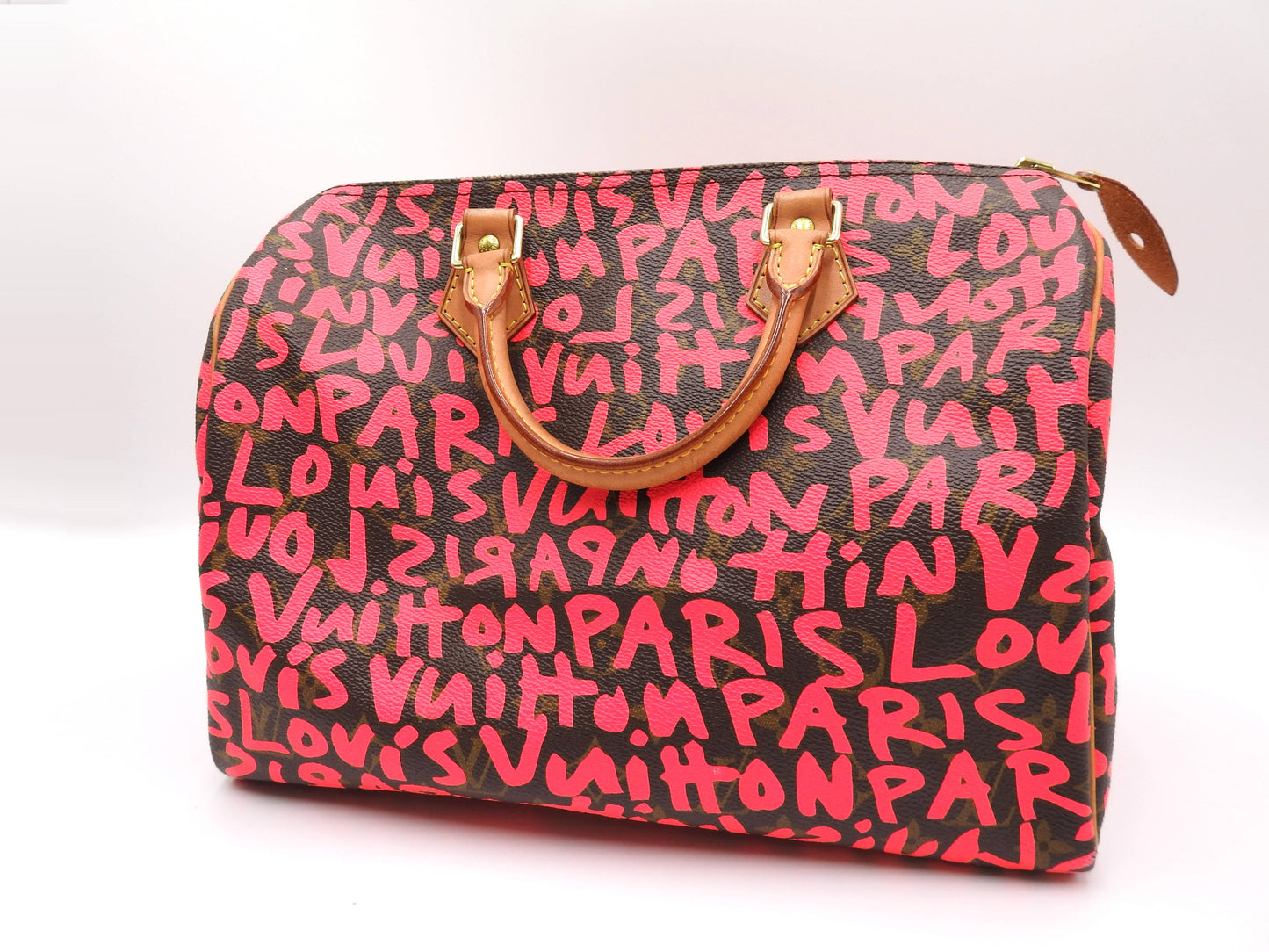 LOUIS VUITTON Monogram Graffiti Speedy 30 Hand Bag Boston Bag M93704 Pink
