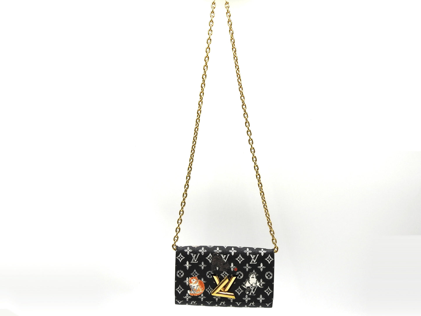 LOUIS VUITTON Monogram Catogram Portefeuil Twist Chain Wallet Bag M63888