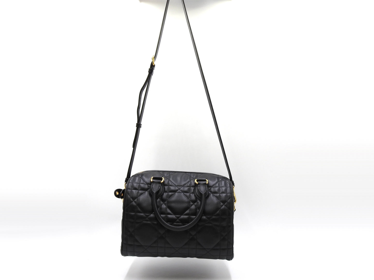 Christian Dior Canage Grove 25 Shoulder Hand Bag Lambskin Black M1365UBOL