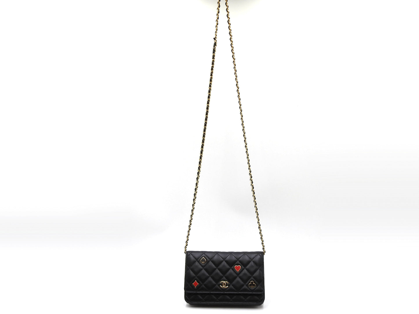 CHANEL CC Matelasse Casino Wallet On Chain Shoulder Bag Lambskin Black