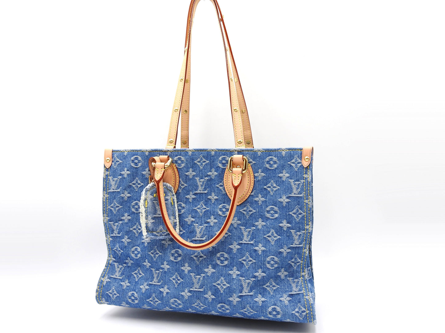 LOUIS VUITTON LV Remix Monogram Denim OnTheGo MM Shoulder Tote Bag M46871