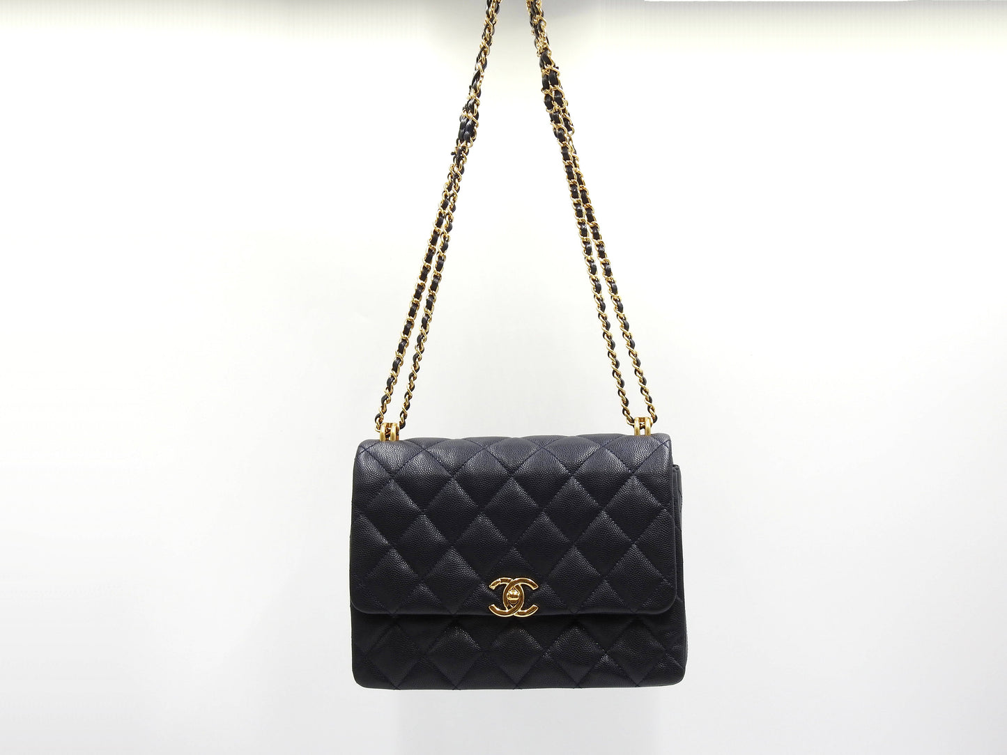 CHANEL Coco First Matelasse Flap Chain Shoulder Bag Caviarskin Navy AS3580