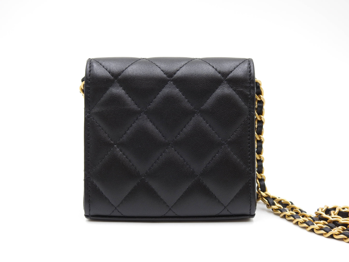 CHANEL CC Heart Matelasse Chain Clutch Shoulder Bag Lambskin Black AP3291