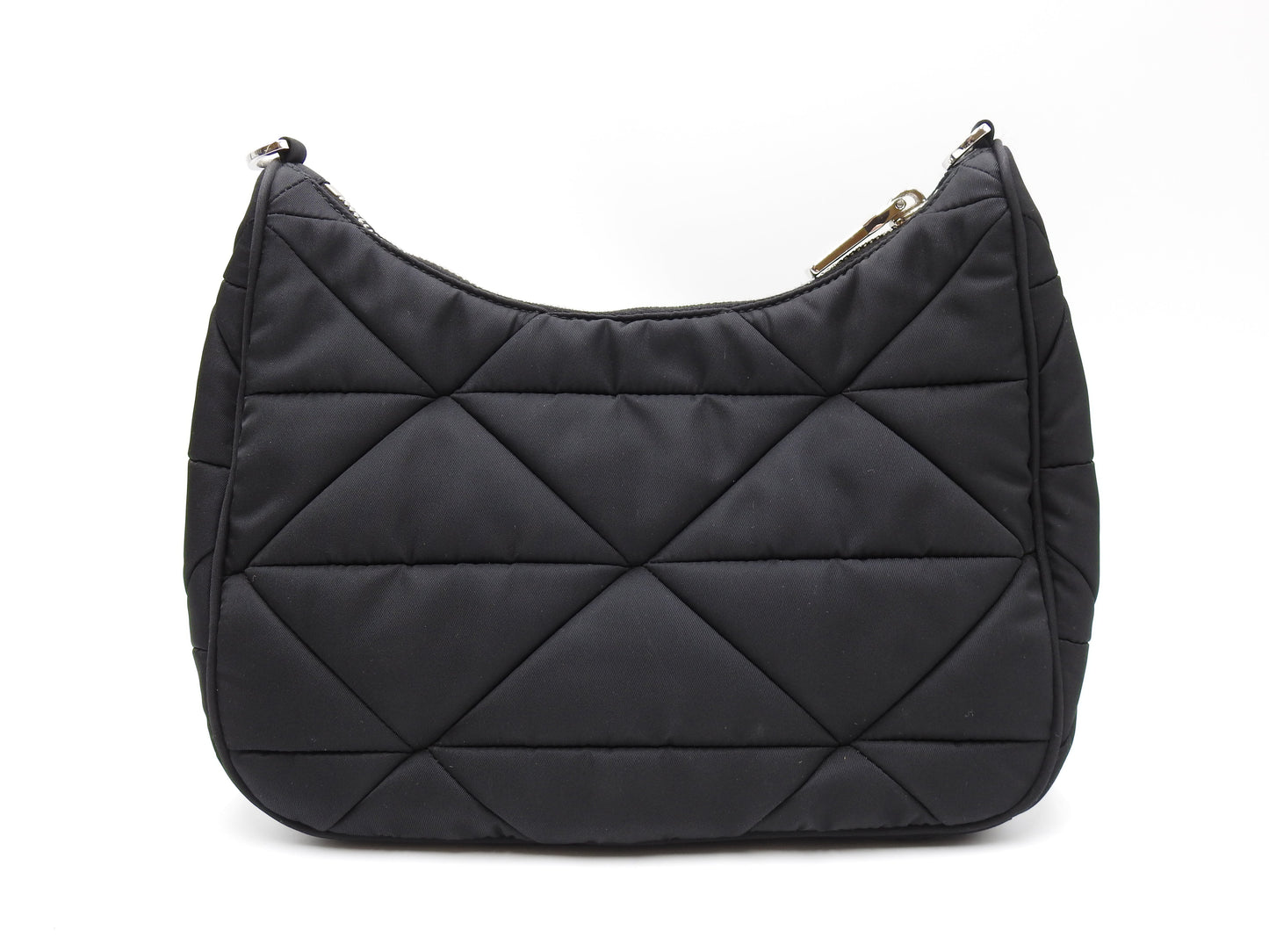 PRADA Padded Quilting Re-Nylon Crossbody Shoulder Bag Black 1BC151