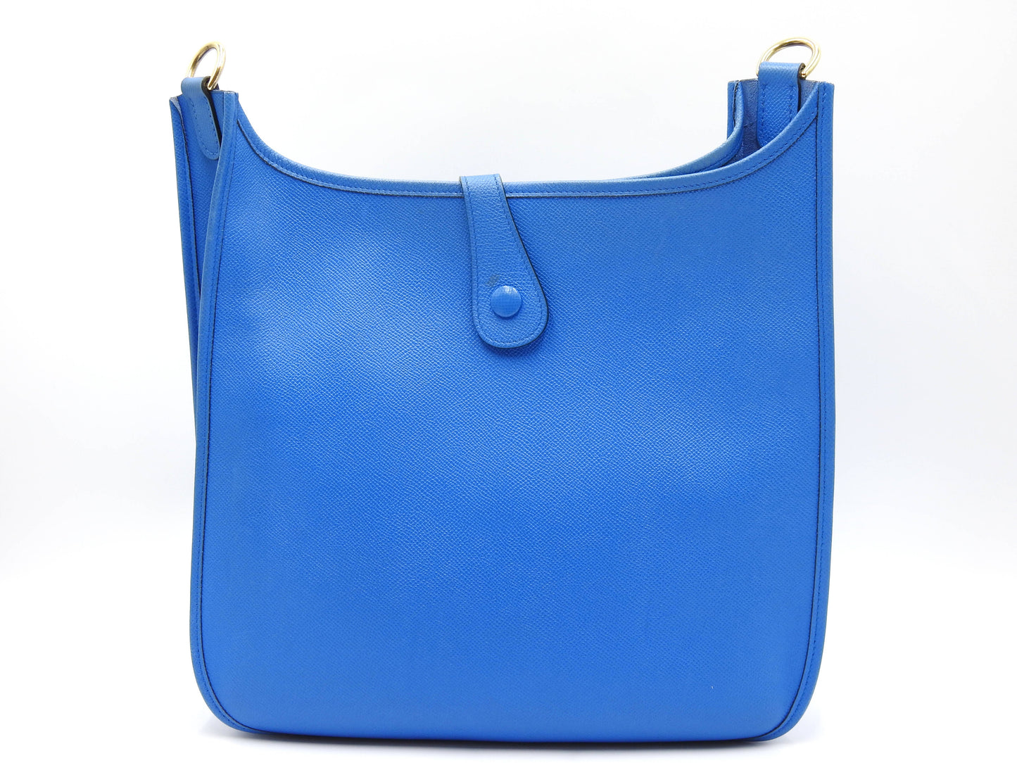 Hermes Evelyne 1 GM Shoulder Bag Cushbel Leather Blue Gold Hardware □A