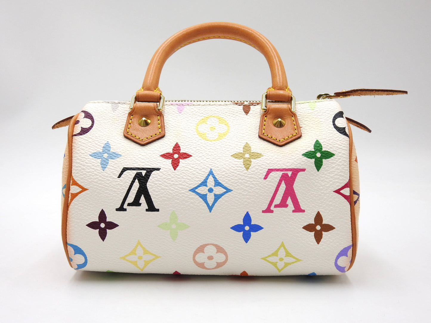 LOUIS VUITTON Monogram Mini Speedy Hand Bag Multicolor Bron White M92645