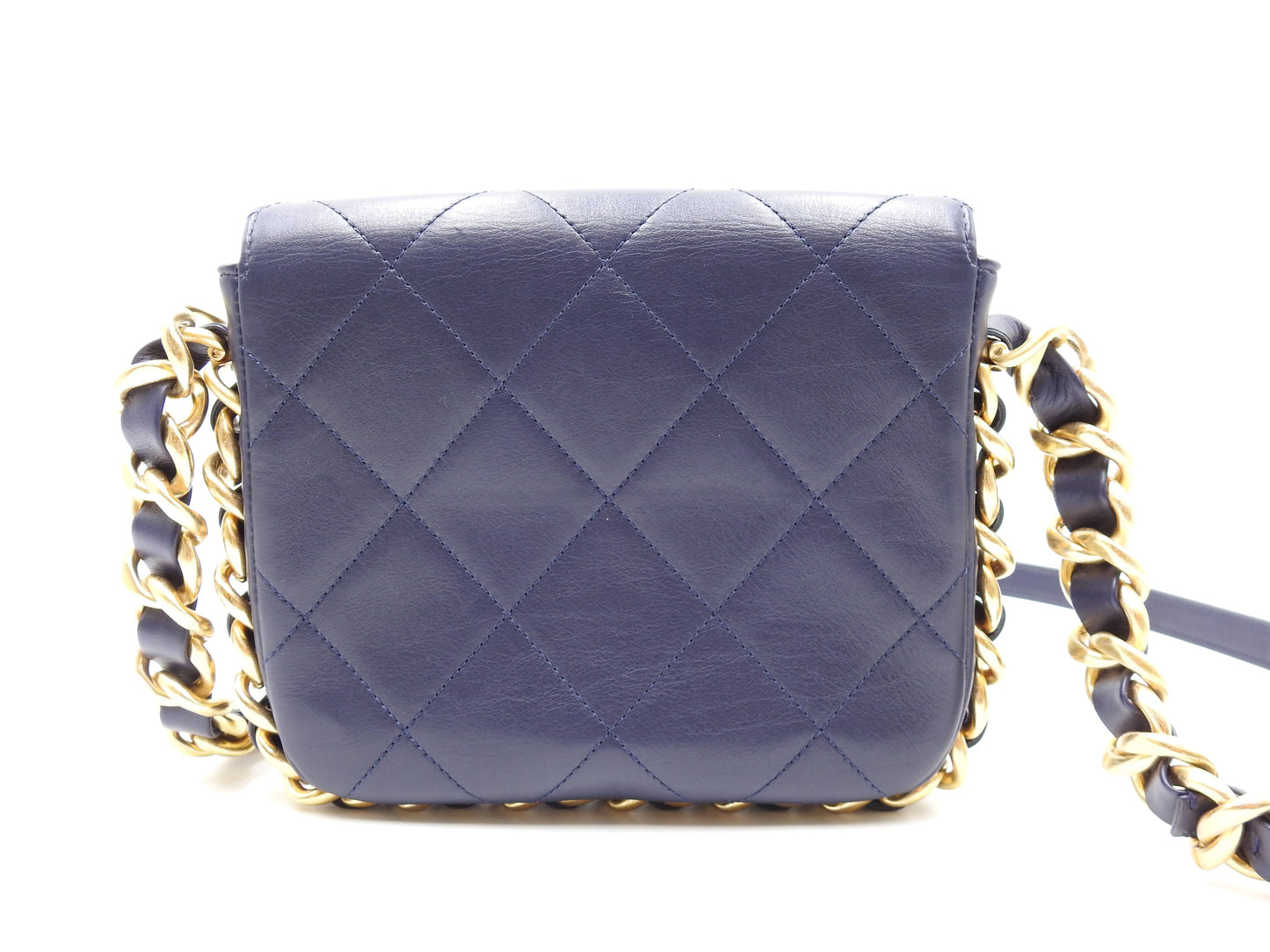 Chanel Matelasse Small Framing Flap Chain Shoulder Bag Calfskin Navy AS2831