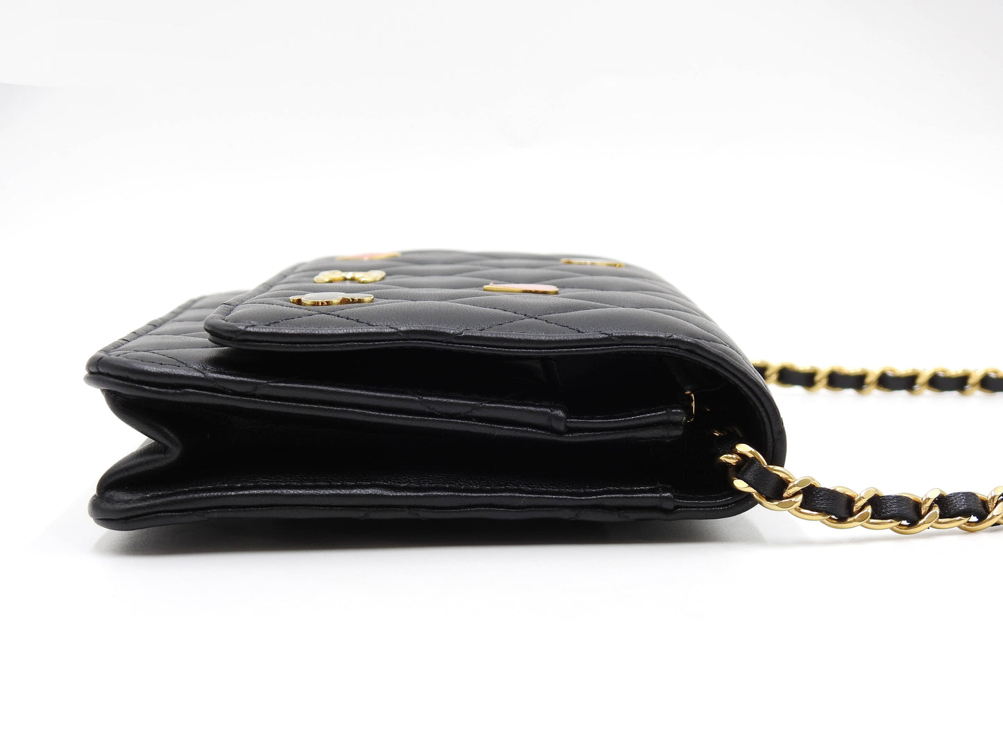 CHANEL CC Matelasse Casino Wallet On Chain Shoulder Bag Lambskin Black