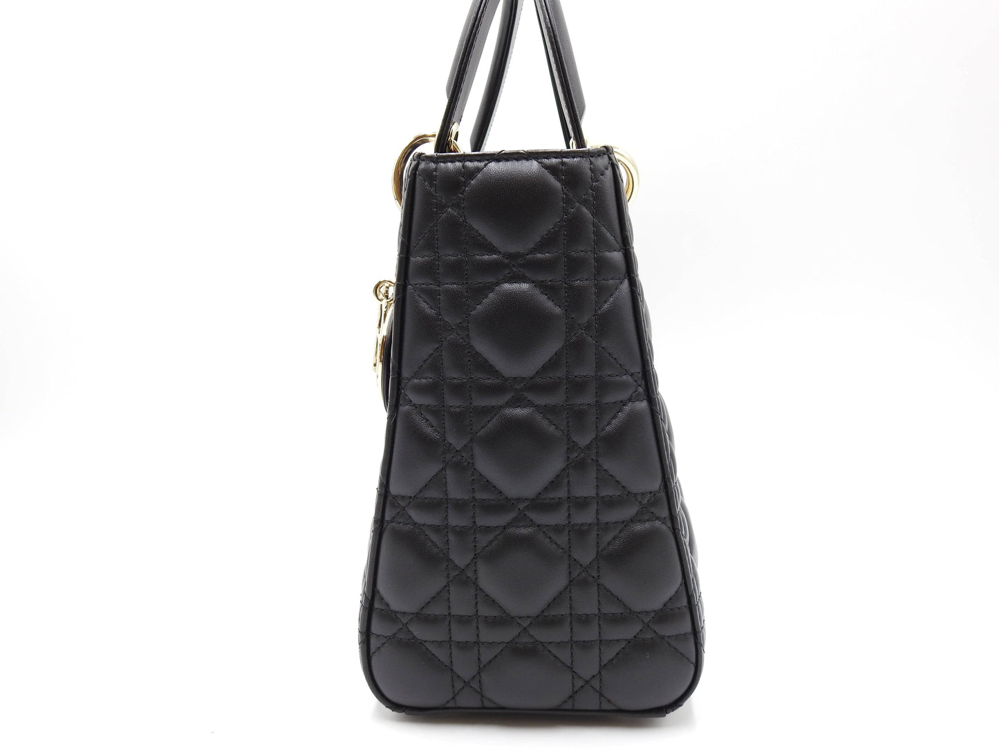 Christian Dior Lady Dior Medium Canage Hand Shoulder Bag Lambskin Black