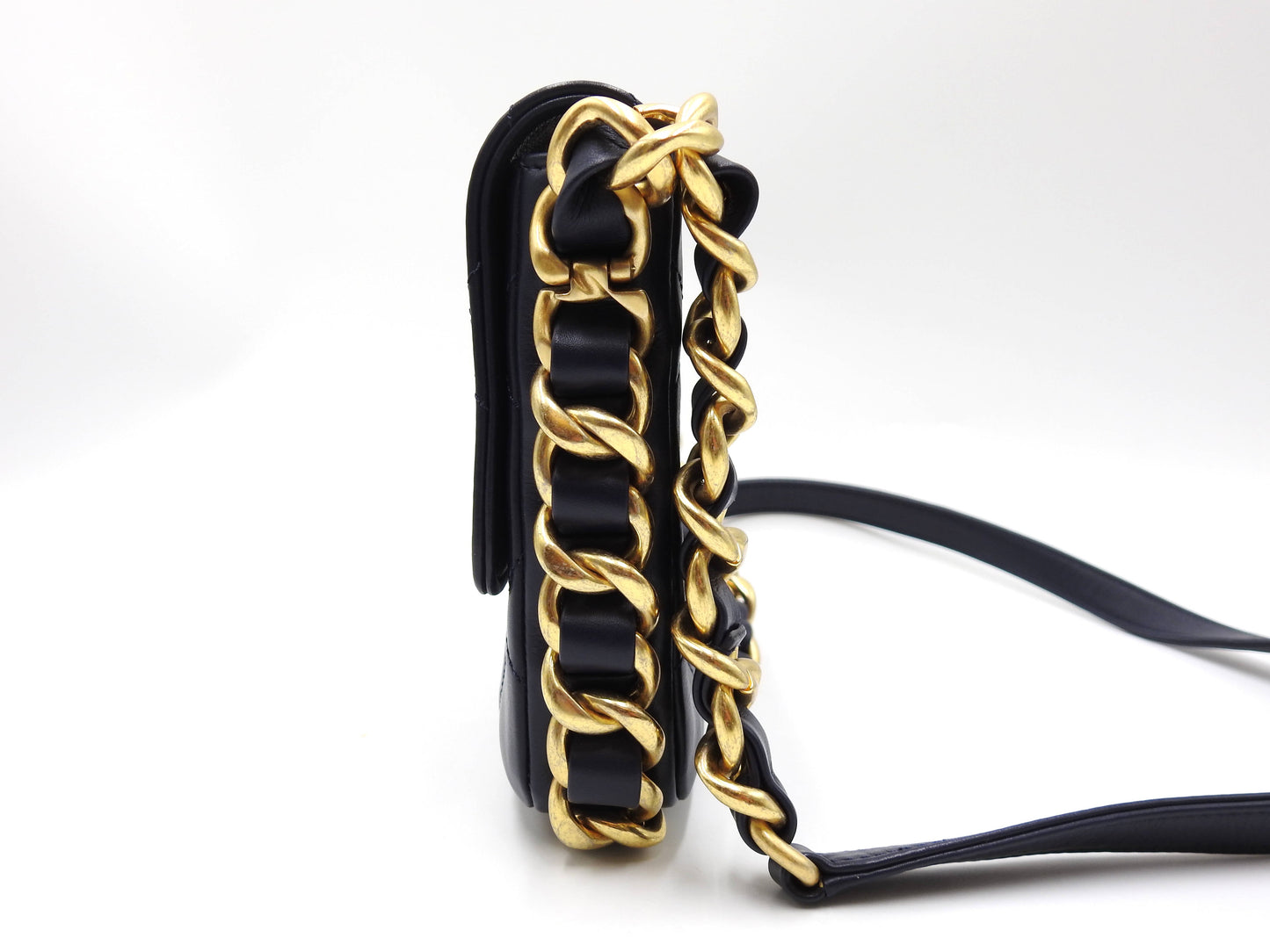 Chanel Matelasse Small Framing Flap Chain Shoulder Bag Calfskin Navy AS2831