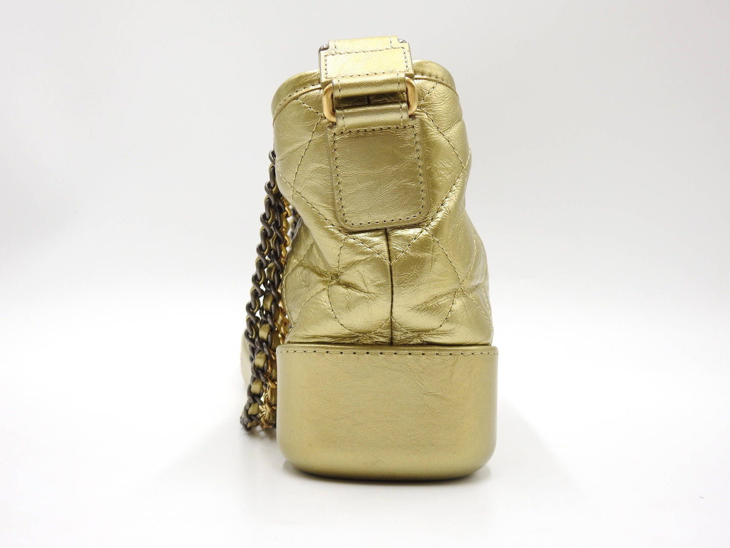 CHANEL Gabrielle De Small Hobo Chain Shoulder Bag Calfskin Gold A91810