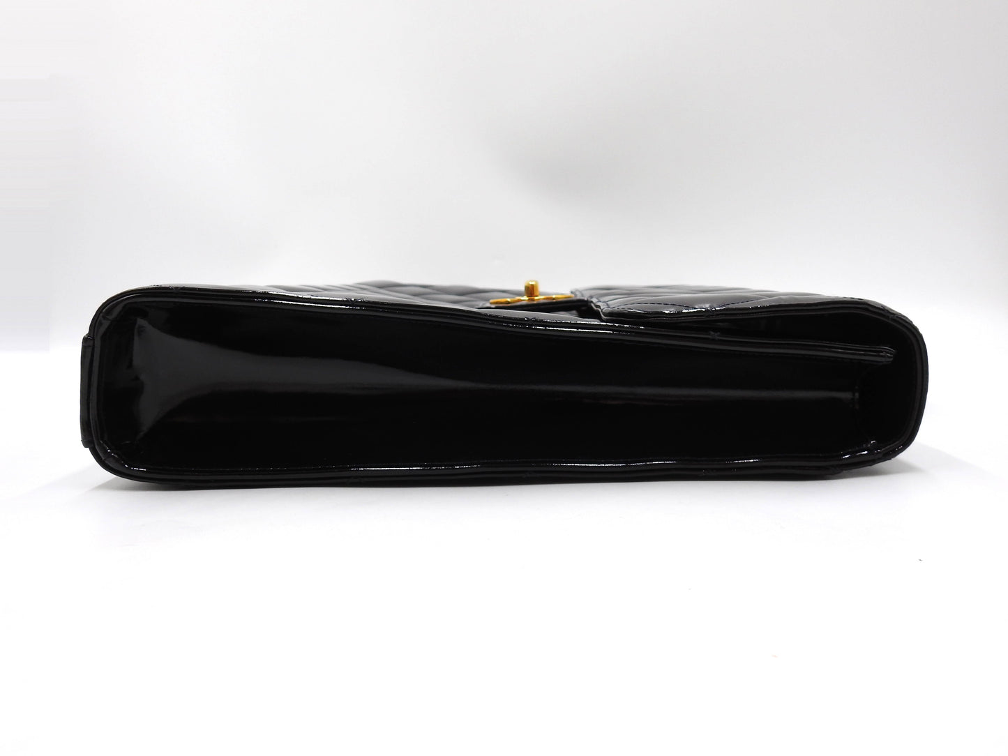 CHANEL CC Matelasse Briefcase Business Bag Enamel Patent Leather Black
