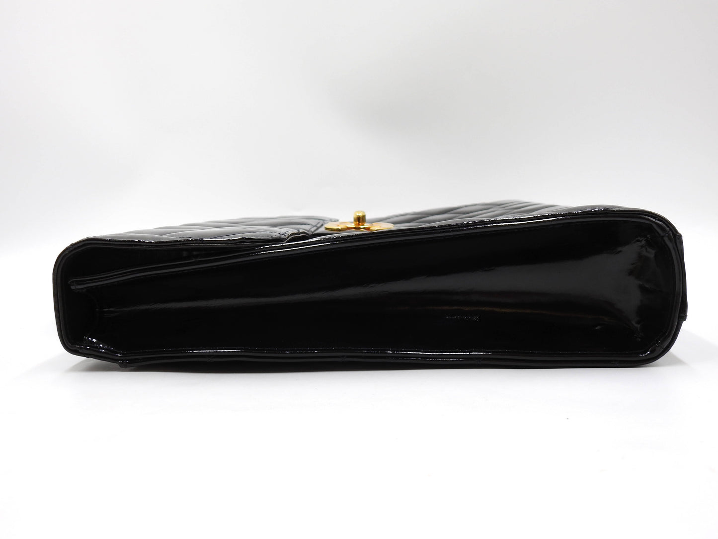 CHANEL CC Matelasse Briefcase Business Bag Enamel Patent Leather Black