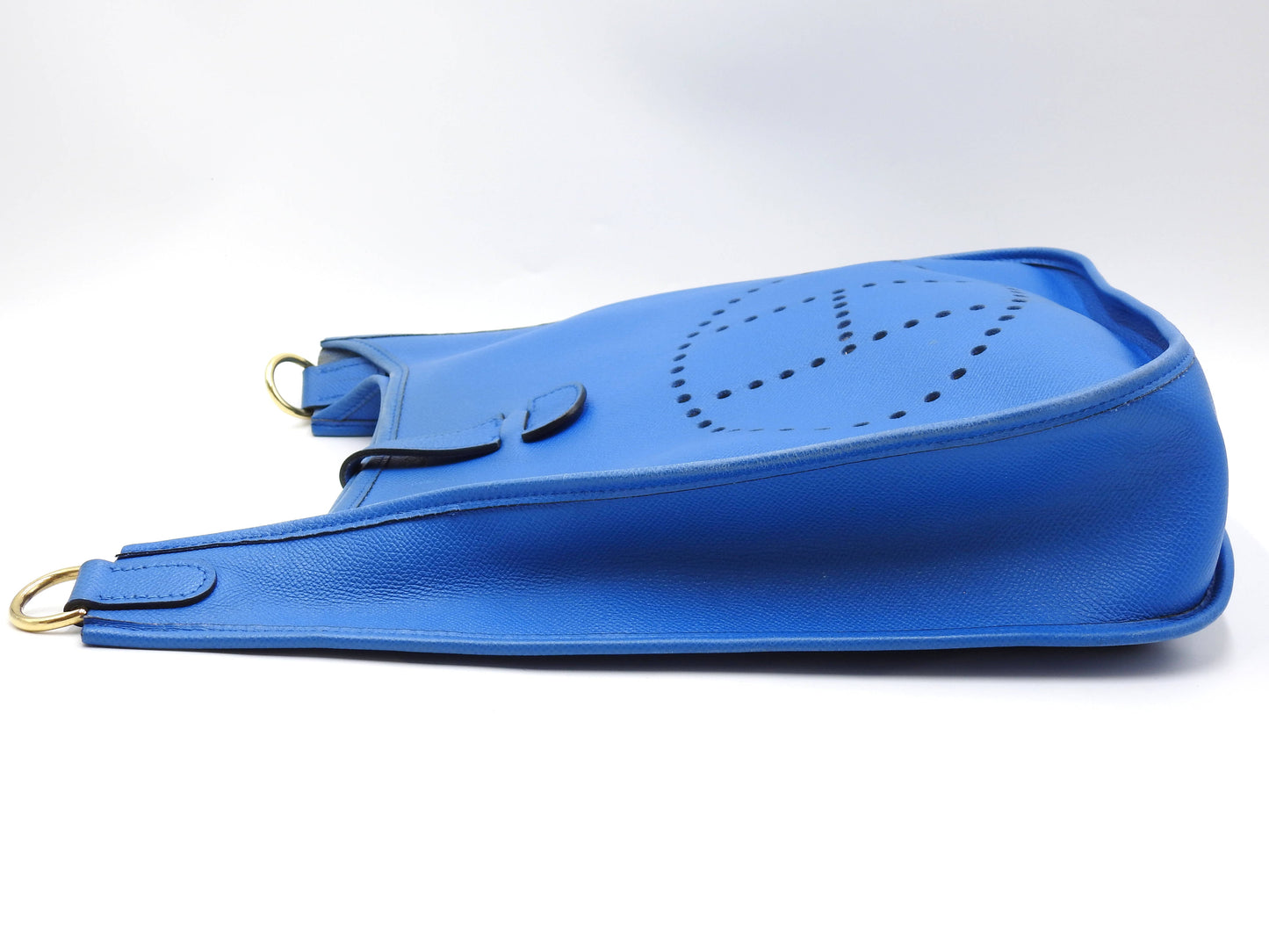 Hermes Evelyne 1 GM Shoulder Bag Cushbel Leather Blue Gold Hardware □A