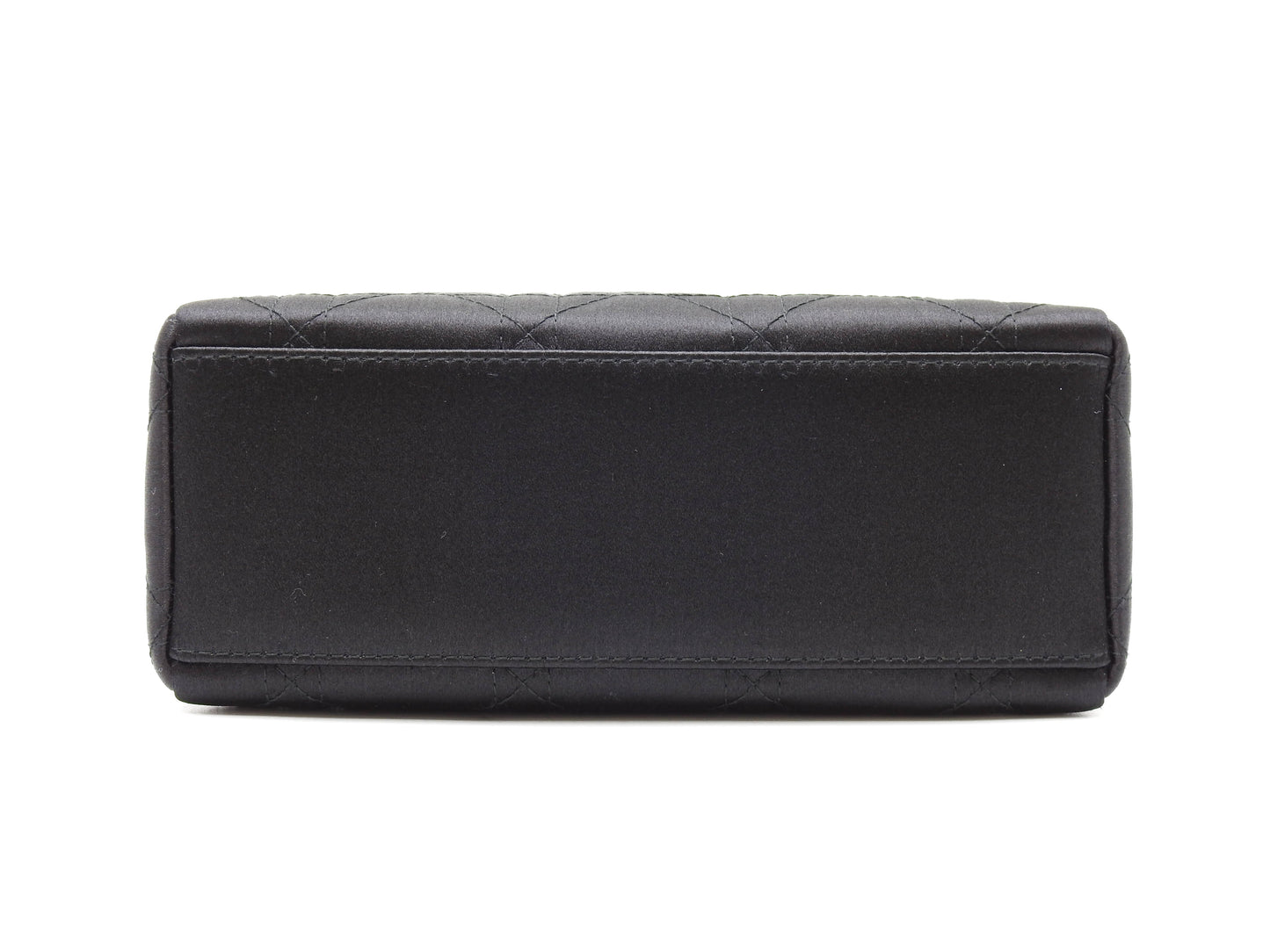 Christian Dior Lady Dior Mini Cannage Hand Bag Satin Crystal Black Gold