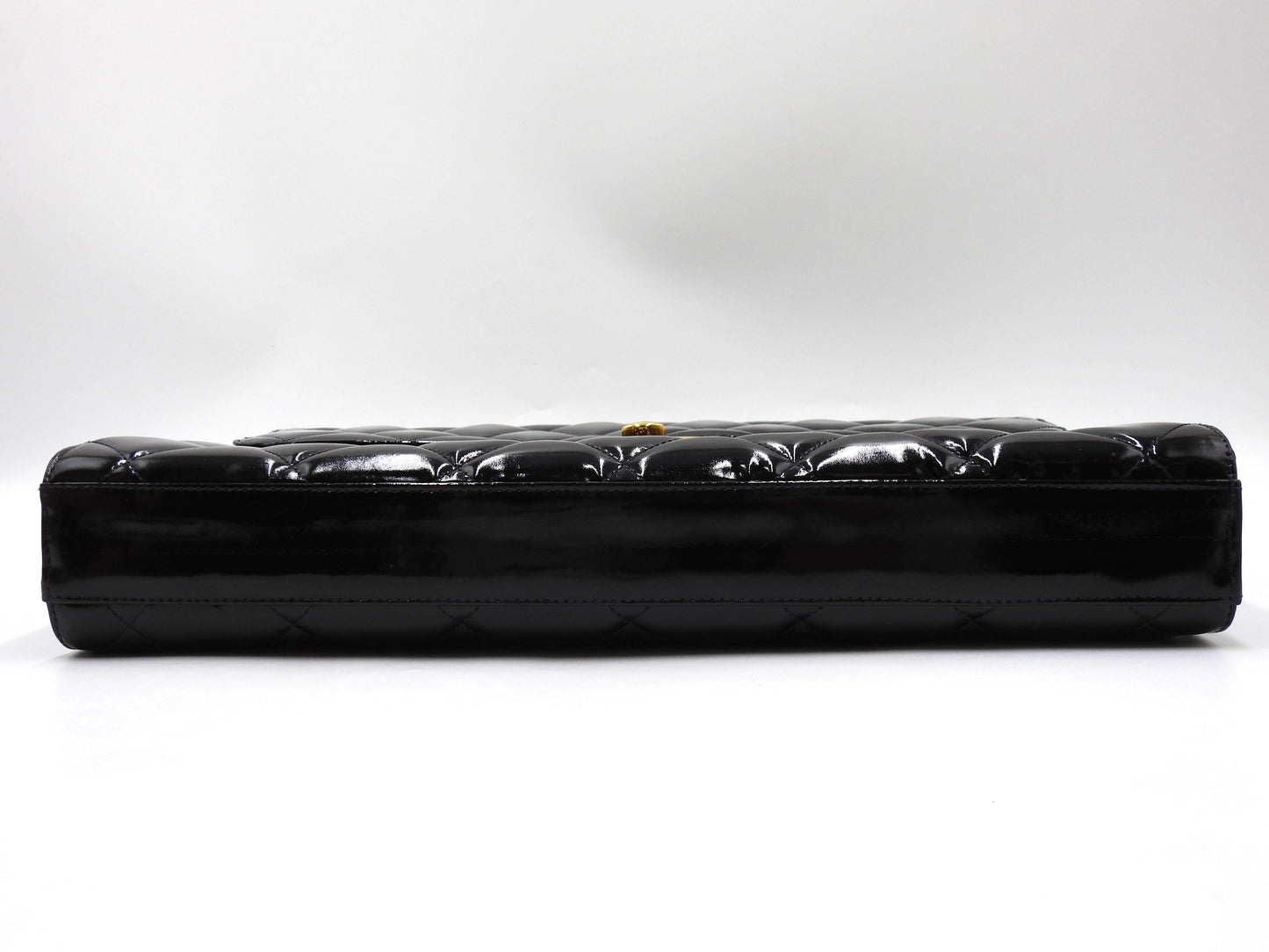 CHANEL CC Matelasse Briefcase Business Bag Enamel Patent Leather Black