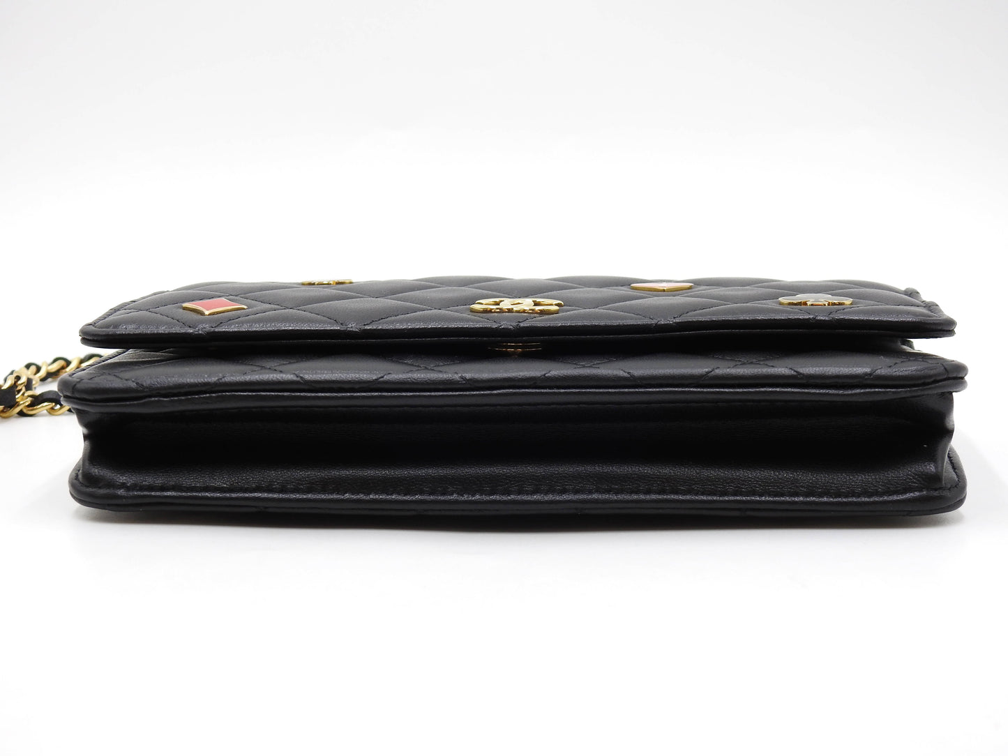 CHANEL CC Matelasse Casino Wallet On Chain Shoulder Bag Lambskin Black