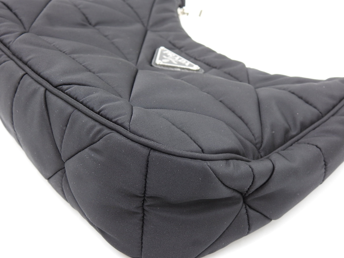 PRADA Padded Quilting Re-Nylon Crossbody Shoulder Bag Black 1BC151