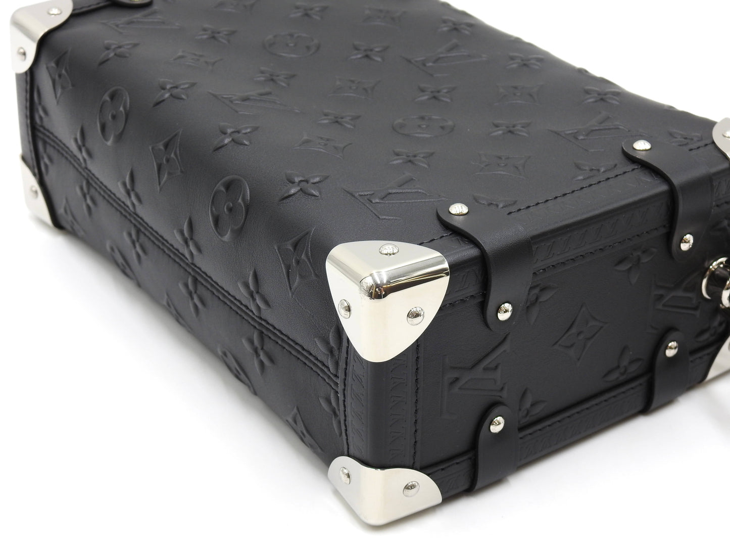 LOUIS VUITTON Monogram Seal Side Trunk 2way Shoulder Hand Bag Black M21709