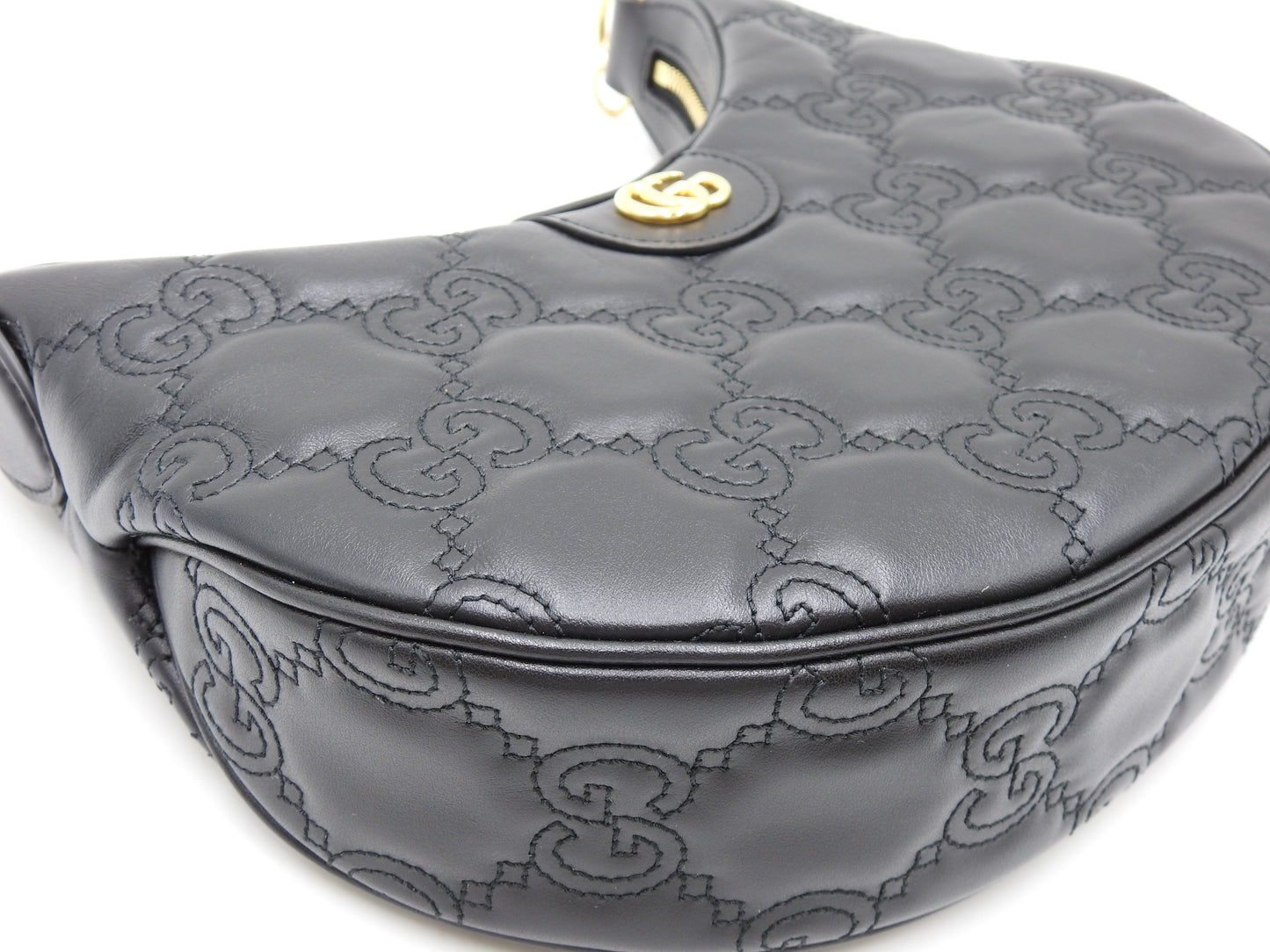 GUCCI GG Matelasse Small Hobo Chain Shoulder Bag Leather Black 739709