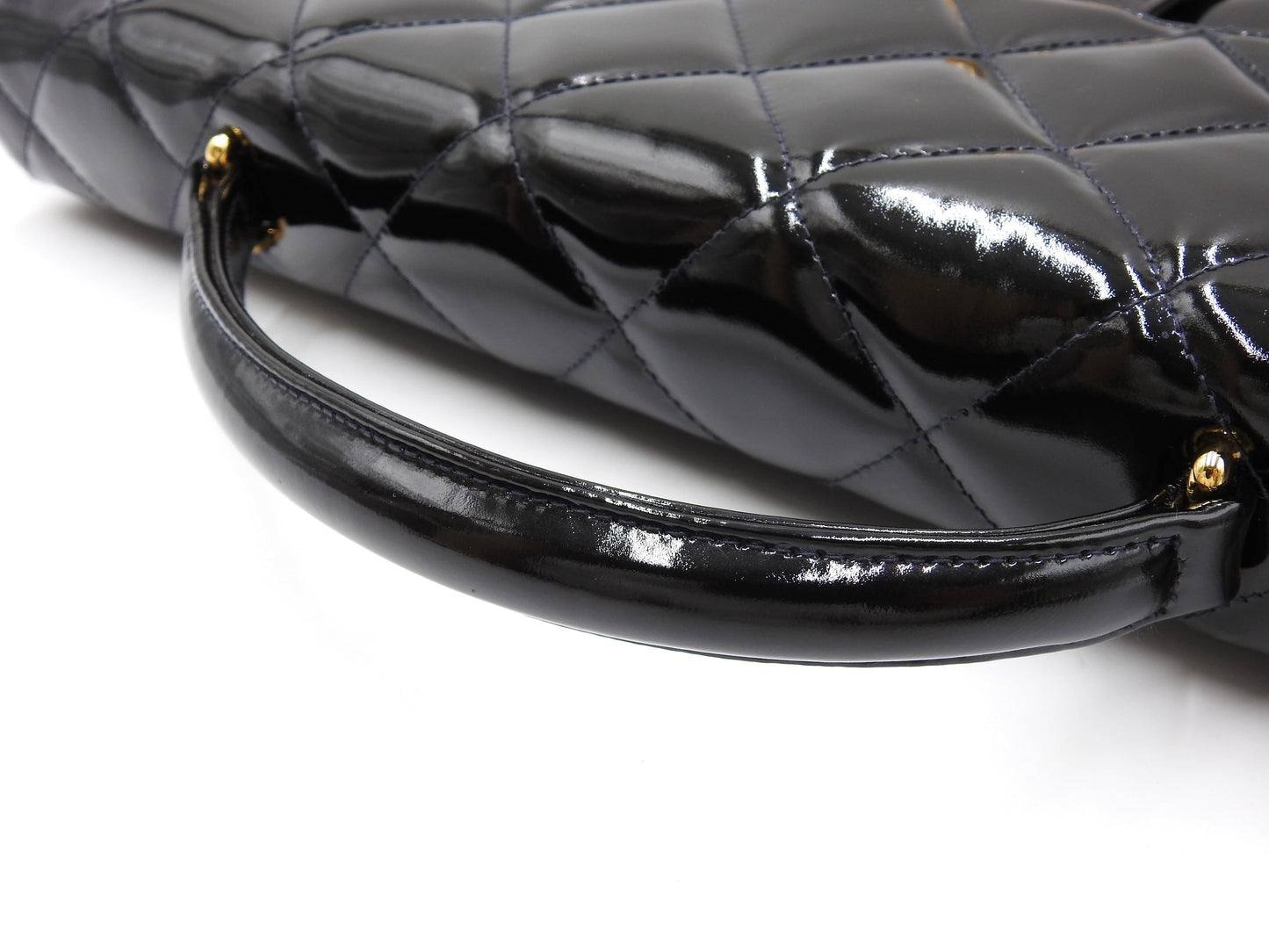 CHANEL CC Matelasse Briefcase Business Bag Enamel Patent Leather Black