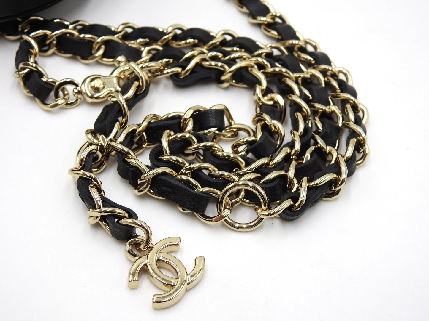 CHANEL CC in Love Heart Chain Waist Belt Bag Lambskin Black AP2787